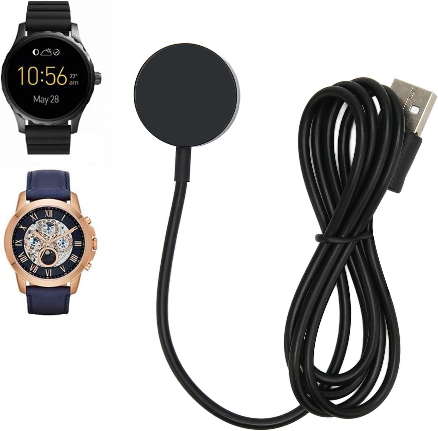 Magnetic Smart Watch Charger for Fossil, Charger Compatible with Fossil Gen 1 2 3, 3.3ft 100cm USB Smartwatch Charging Cable. 