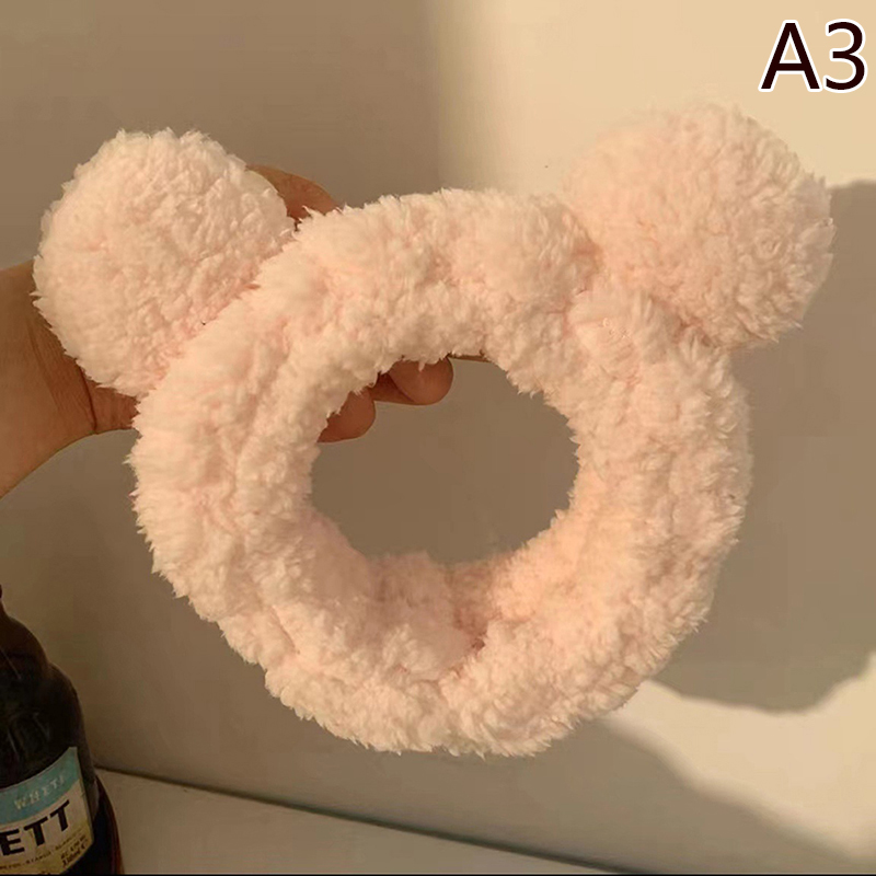 Velvet Animal Bear Ears Wash Face Headwear Furry Headband Cute Elastic Fullhouse. 