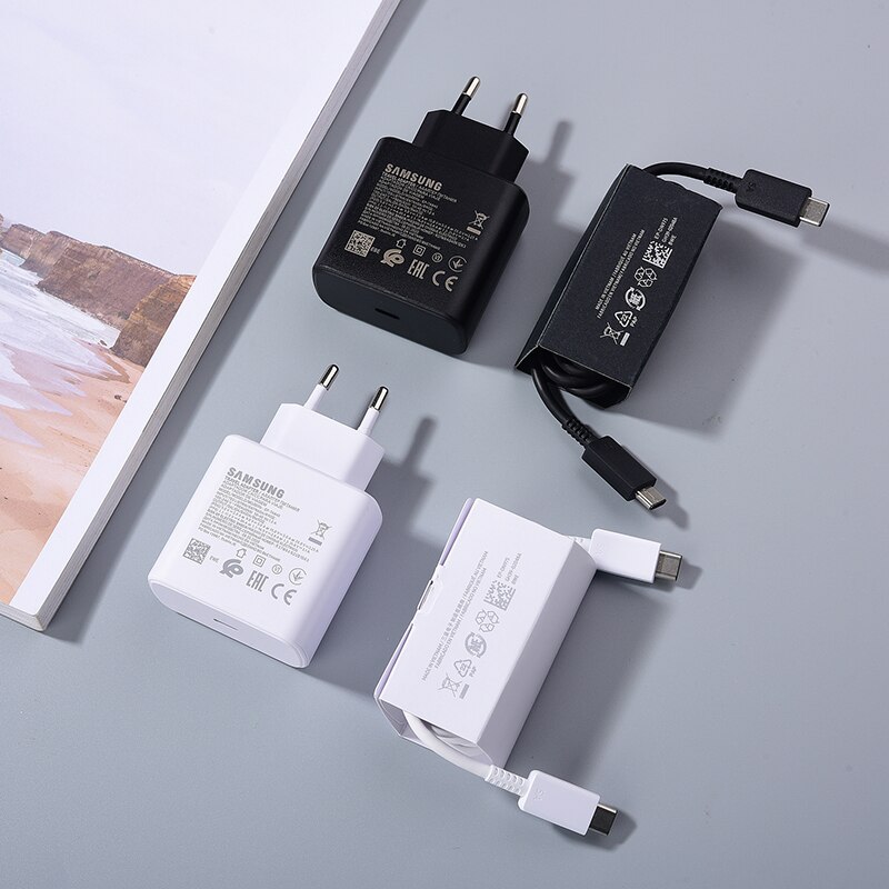 【happy one】Samsung EP-TA845 Super Fast Charging Adapter 5A Dual Type C Cable For Galaxy S21 Plus S20 + Note A90 A52 A72. 