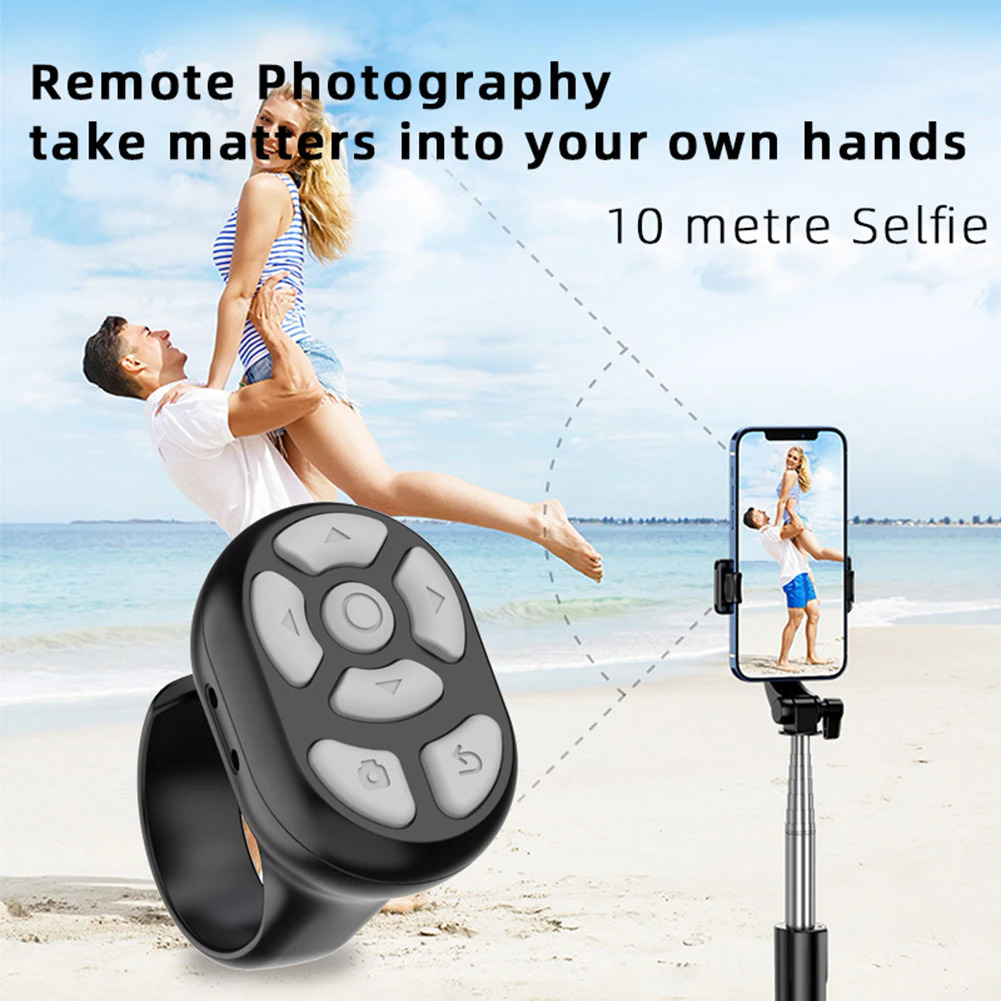 For TikTok Ring Bluetooth Remote Control Button Fingertip Selfie Video Stick Page Turner Browsing Controller for IOS Android. 