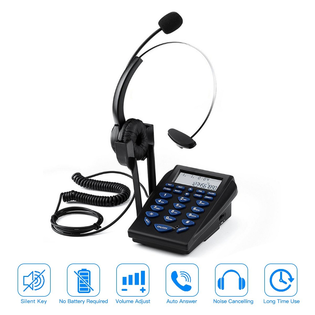Call Center Telephone Dialpad Corded Telephone - black. 