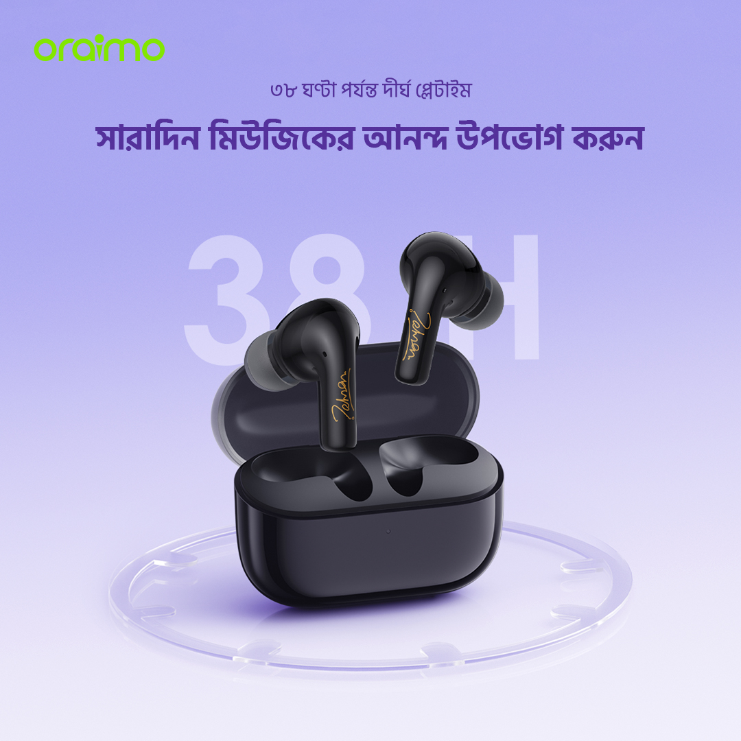 oraimo SpaceBuds Z ANC True Wireless Earphones co braned with Tahsan. 