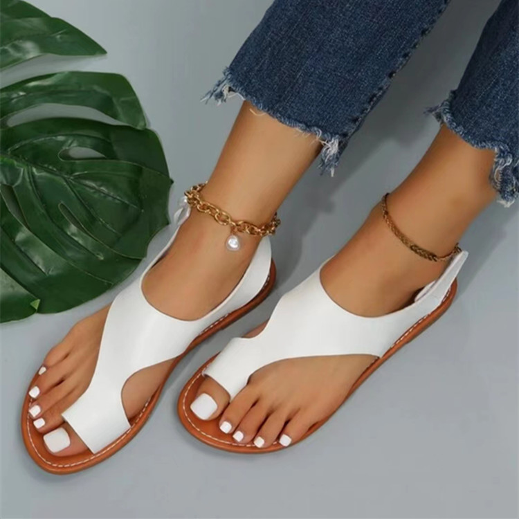 wish euro and american foreign trade plus size slip toe flat sandals female velcro after mixed with beach sandals amazon. 