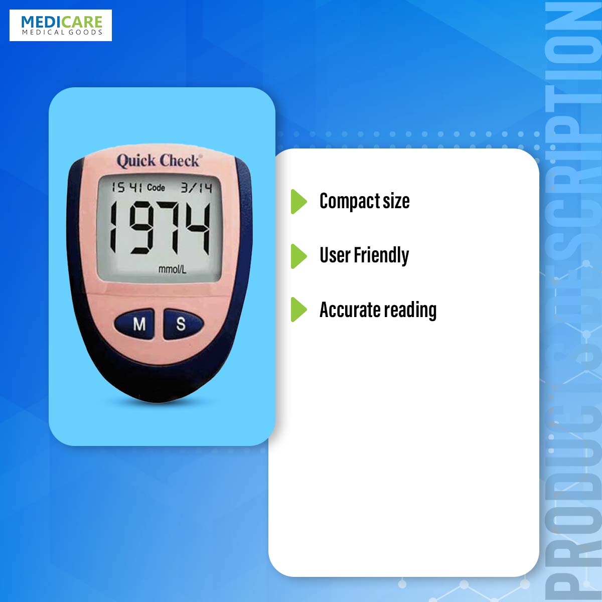 Quick Check Diabetes Glucometer. 