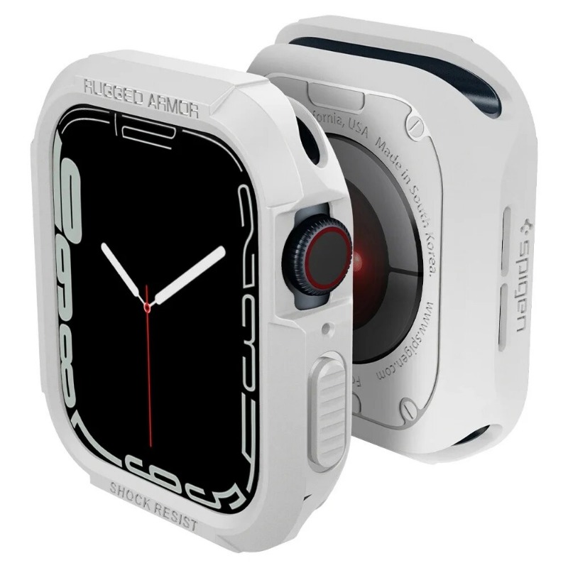 Spigen Rugged Armor Designed Case for Apple Watch 45mm 44mm 41mm 40mm Protective Case TPU Soft Case Cover for iWatch Series 9 8 7 6 5 4 3 2 1. 