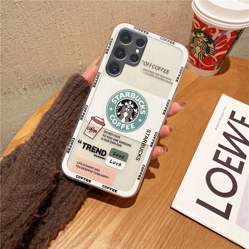 For Samsung Galaxy S24 Ultra S24 Plus Case Cartoon Hamburger Coffee Pattern TPU Soft Fashion Shockproof Transparent for Galaxy S24 Plus S24 Ultra Back Cover. 