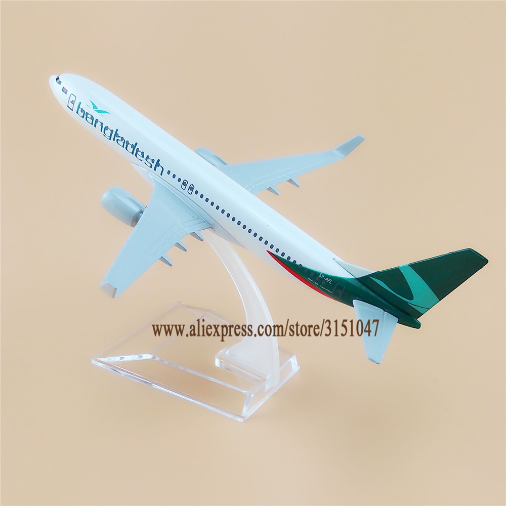 (NEW)16cm Metal Alloy Plane Model Air Biman Bangladesh Airlines Boeing 737 B737 800 Airplane Model w Stand Aircraft Gift