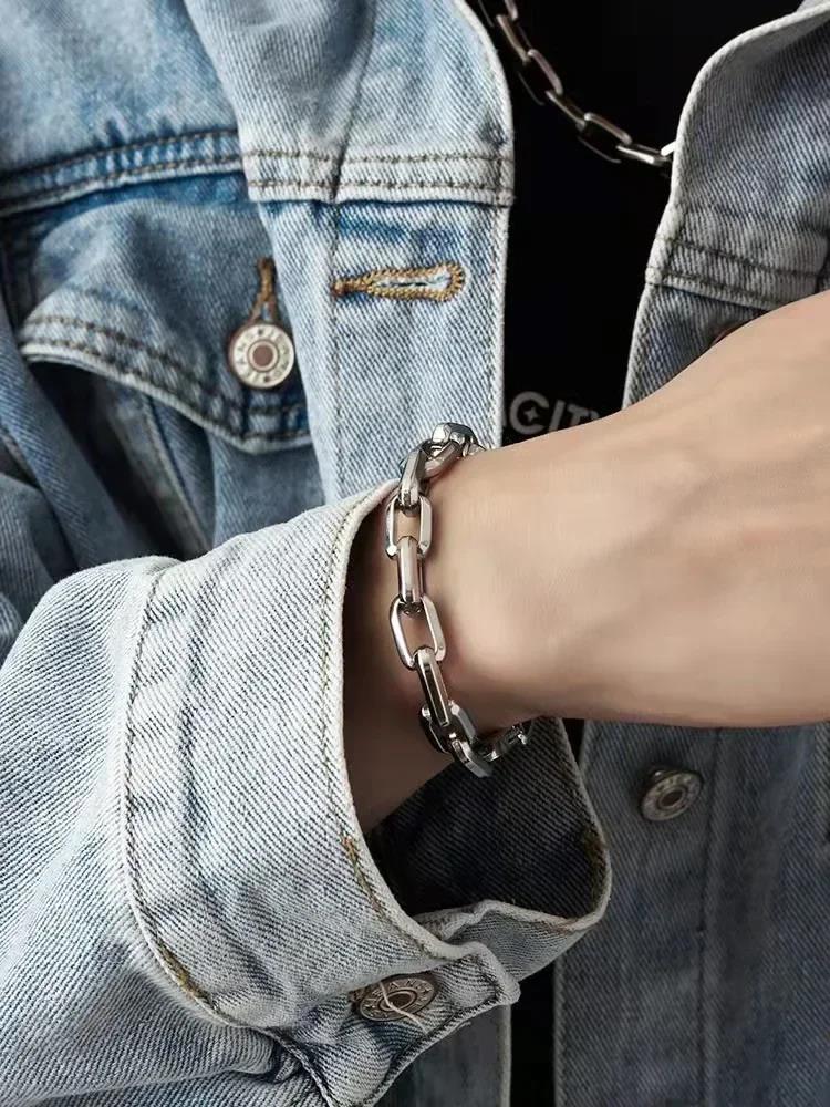 4-in-1 Alloy Mens Titanium Steel Magnetic Look Bracelet Waterproof Colorfast Stylish Accessory for Everyday Wear Men Bracelets. 