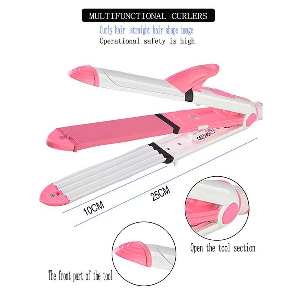 3 In 1 hair curling iron electric straightener multifunction corrugated