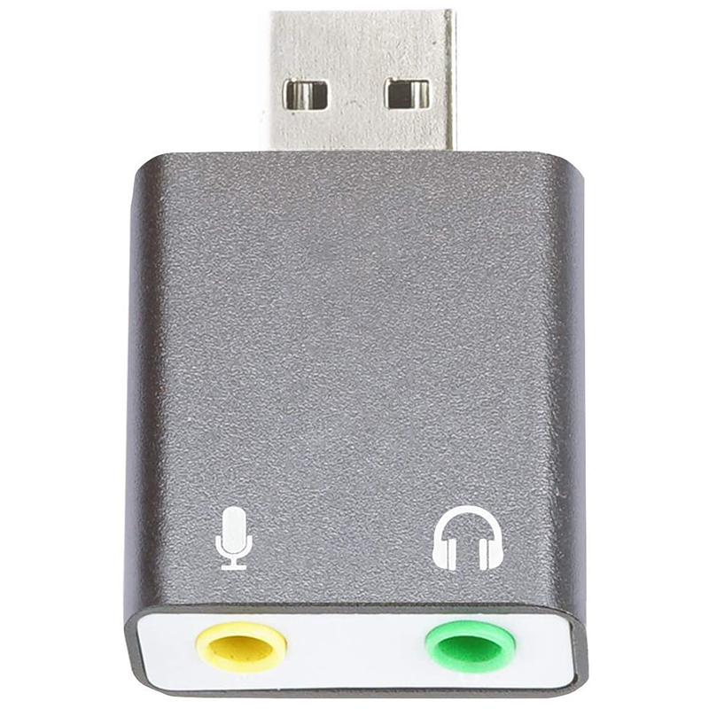 3.5mm TRS Microphone to USB Stereo Audio External Sound Card Adapter