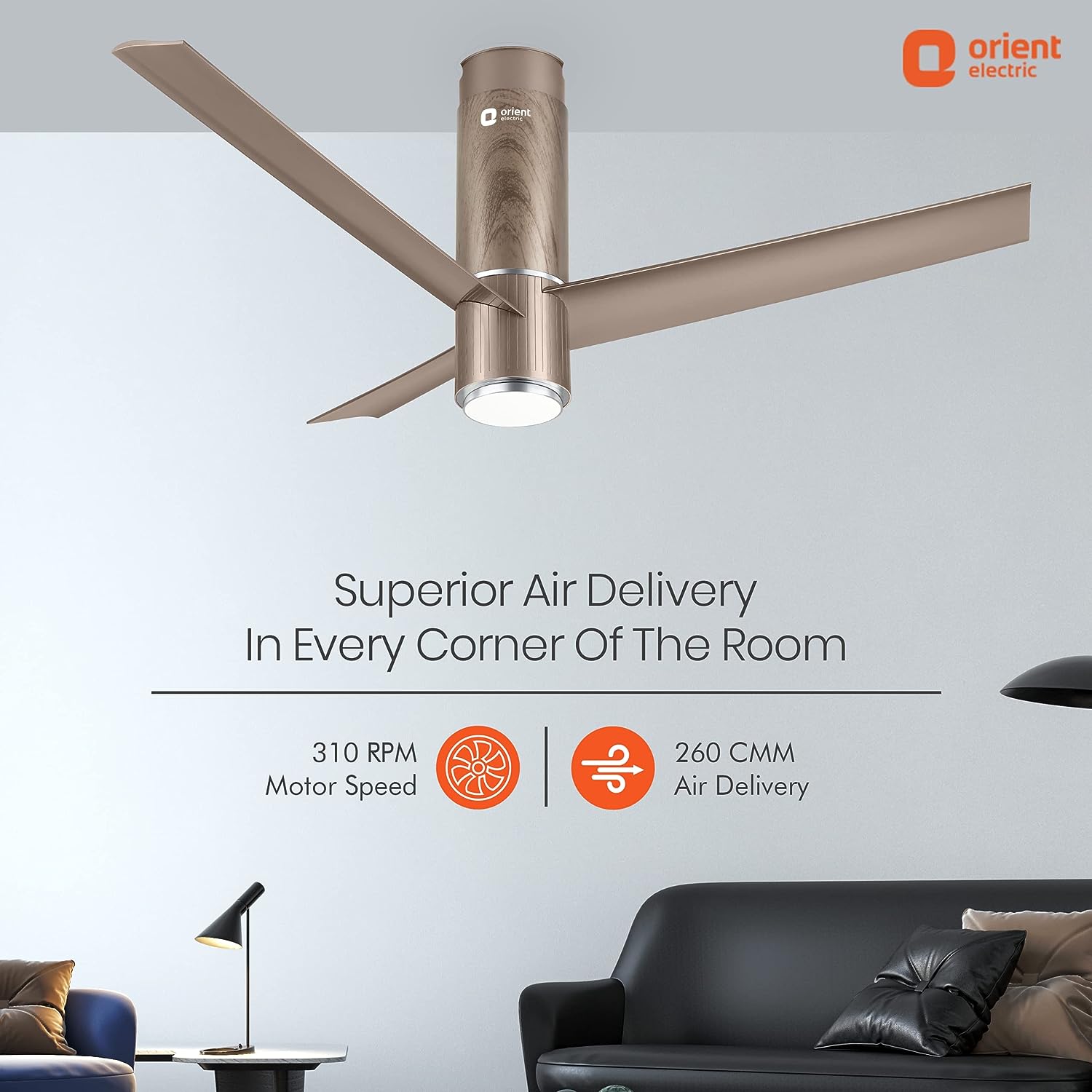 Orient Aeroslim BLDC Motor 48" Smart Inverter Ceiling Fan with IOT, Remote & Under Light (Brown). 