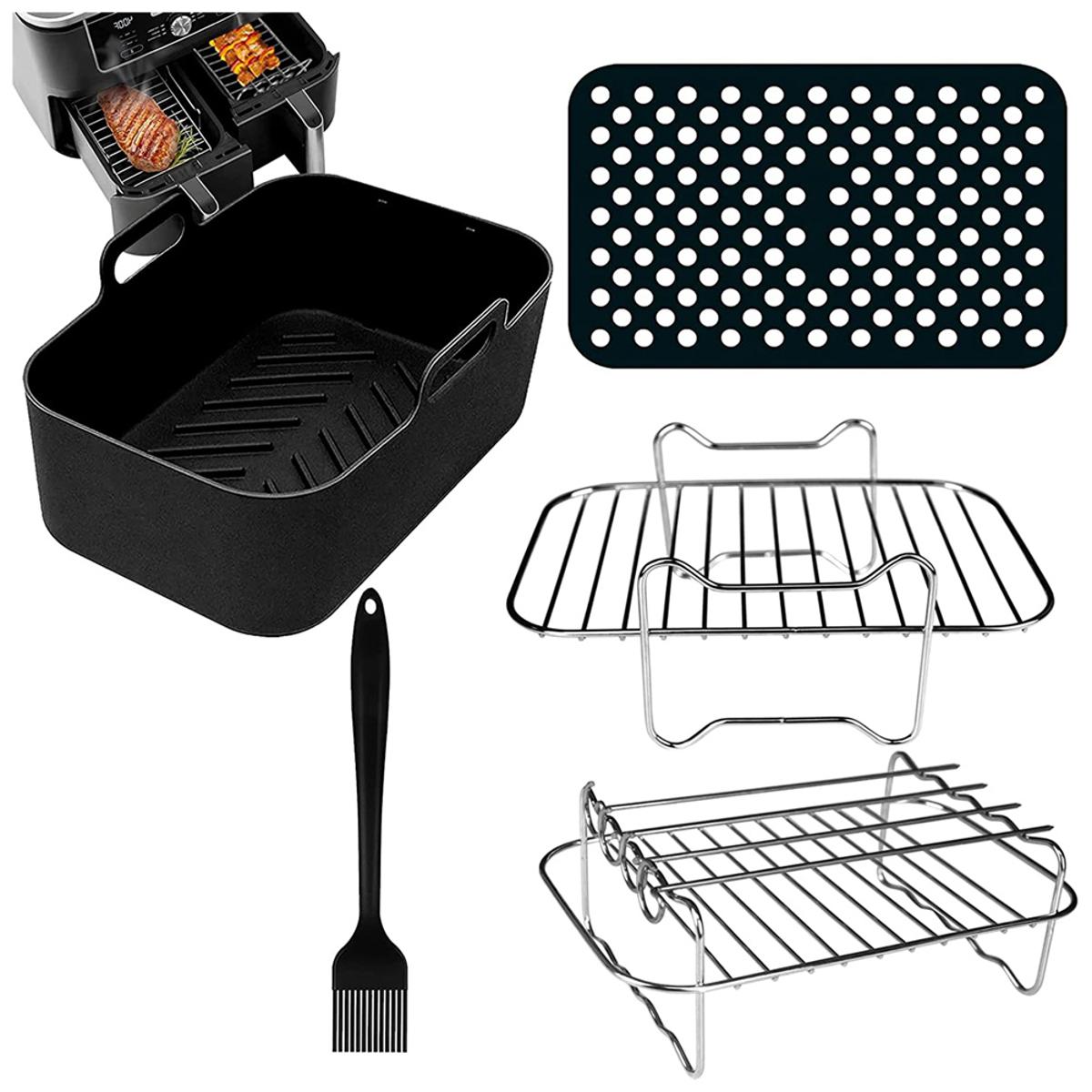 6 PCS Double Basket AirFryer Parts for Ninja Foodi AF300UK AF400UK, Tower T17088, Instant Salter Dual Zone Deep 7.6L-9.6L