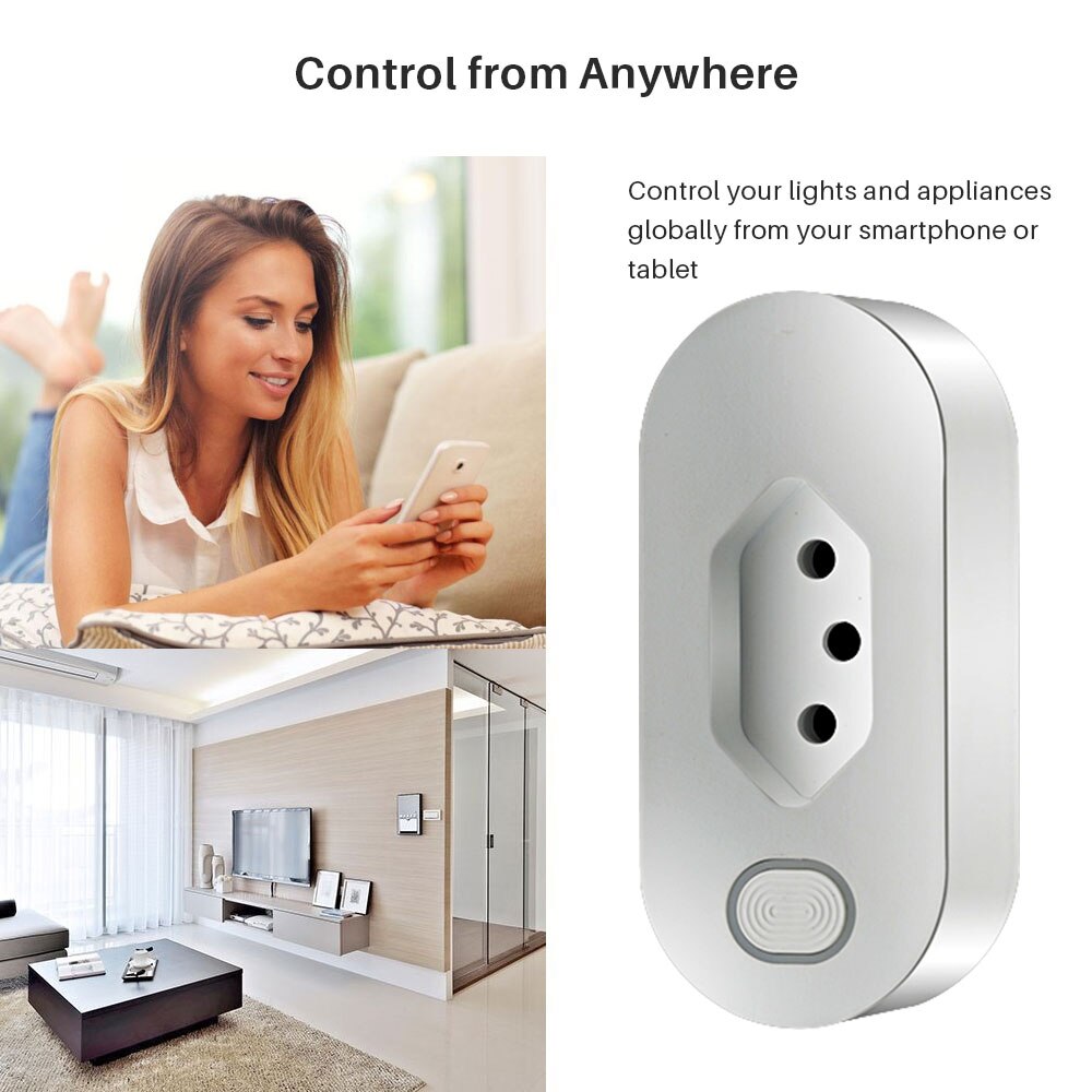WiFi Smart Power Plug Brazil 16A Wireless APP Remote Control Socket Voice Control Power Socket Support Alexa Google Assistant. 