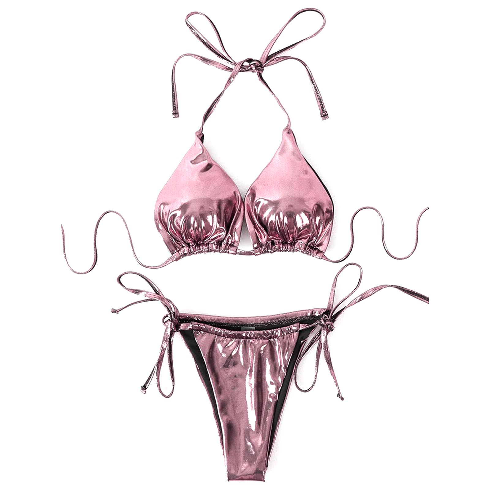 Women Swim Bikini Suit, Sleeveless Solid Color Bra Swimming Tops+