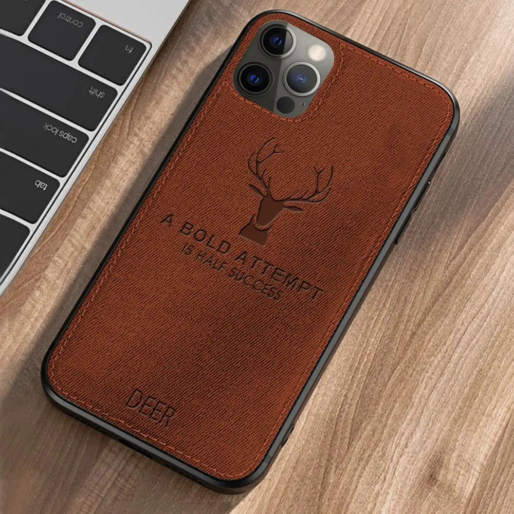 For iPhone 12 11 pro Max elk cloth phone case for iPhone XR 12 pro 11pro XS Max X shockproof Funda for iphone12 pro back cases