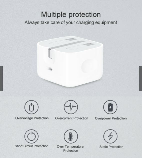 iPhone 12 Pro Max 20W USB-C Power Adapter With USB-C to Lighting Cable (3 Pin). 