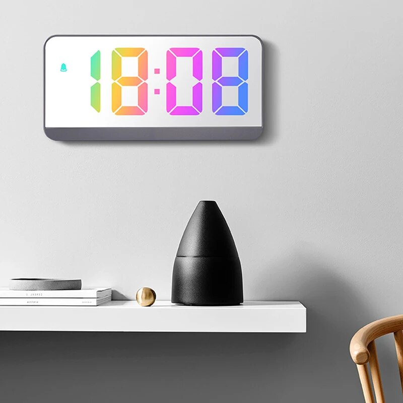 Colorful Digital Alarm Clock Fonts Led Large Character Electronic Clock Bedside Table Alarm Clock 3 Alarm Settings Voice Control. 