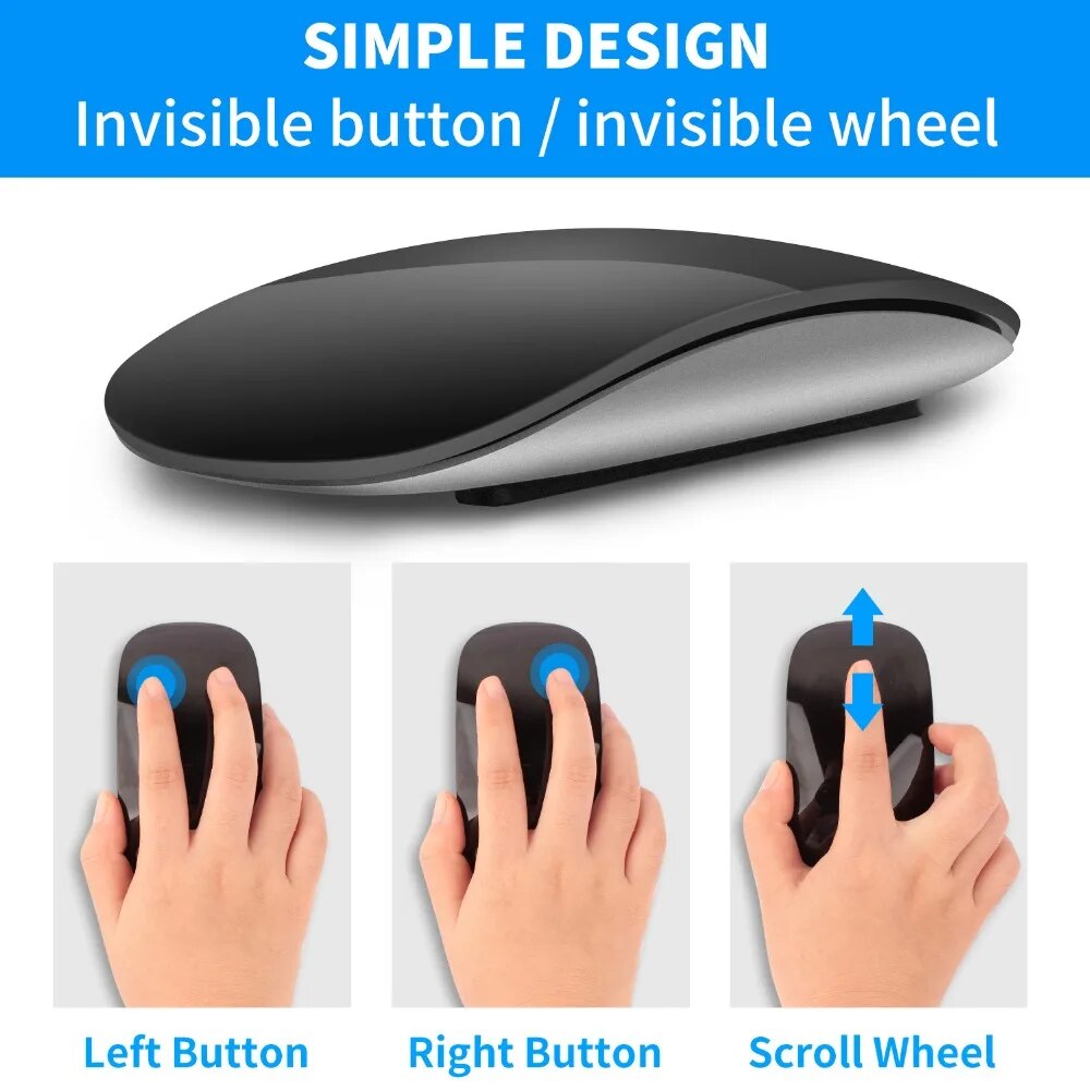 Wireless Bluetooth Mouse For Apple Macbook air Pro For Xiaomi Laptop PC Rechargeable Mice For Huawei Matebook Notebook Computer. 
