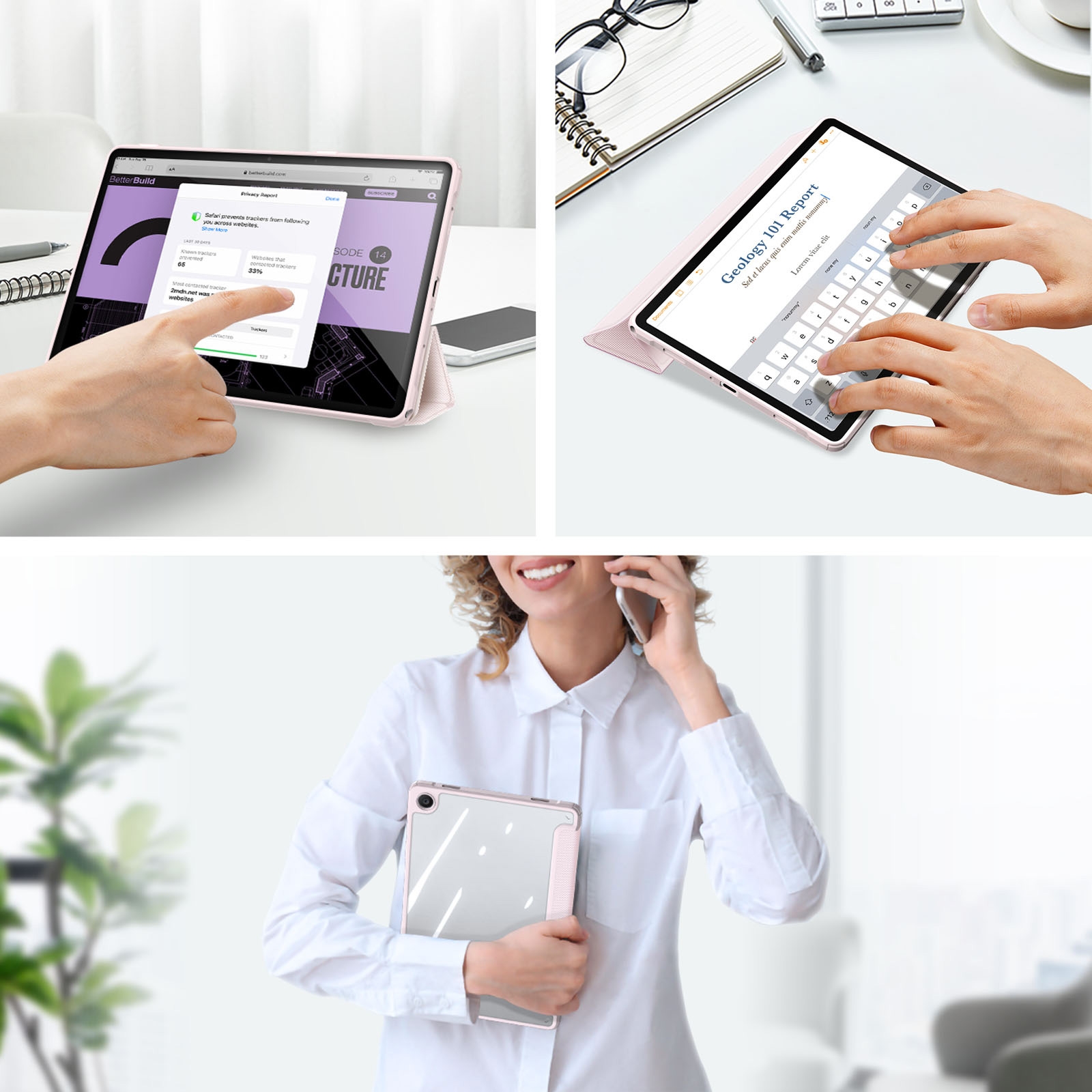 DUX DUCIS TOBY Series Antiskid Leather Tablet Case with Sleep / Wake-up Function For Samsung Galaxy Tab A9+. 