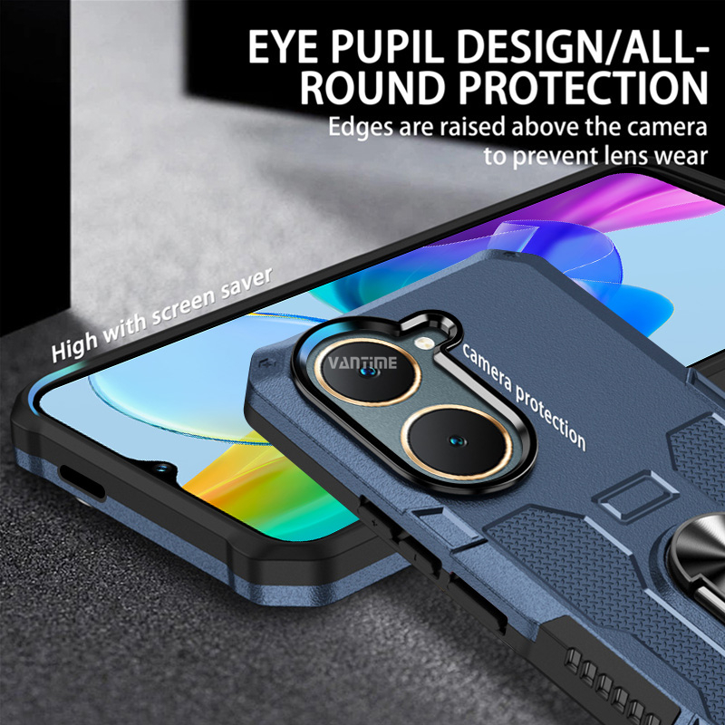 Vantime for vivo Y03 / Y03t 4G Armor Case Hard ShockProof Dual layer Ring Stand Cover. 