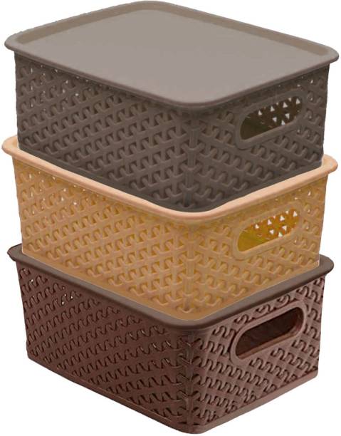 Storage Container Basket/Roti Basket/Chapati Basket/Roti Box/Decorative Container/Eco Friendly Basket with Lid-1 pcs set ● Size is 10inch *7.5 inch*4 Inch (L*W*H) ( Color depend on stock ). 