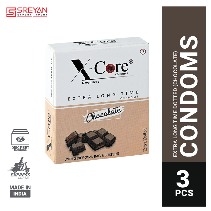 XCore Extra Time Dotted Condom (Chocolate Flavoured) - 3pcs Pack(India)
