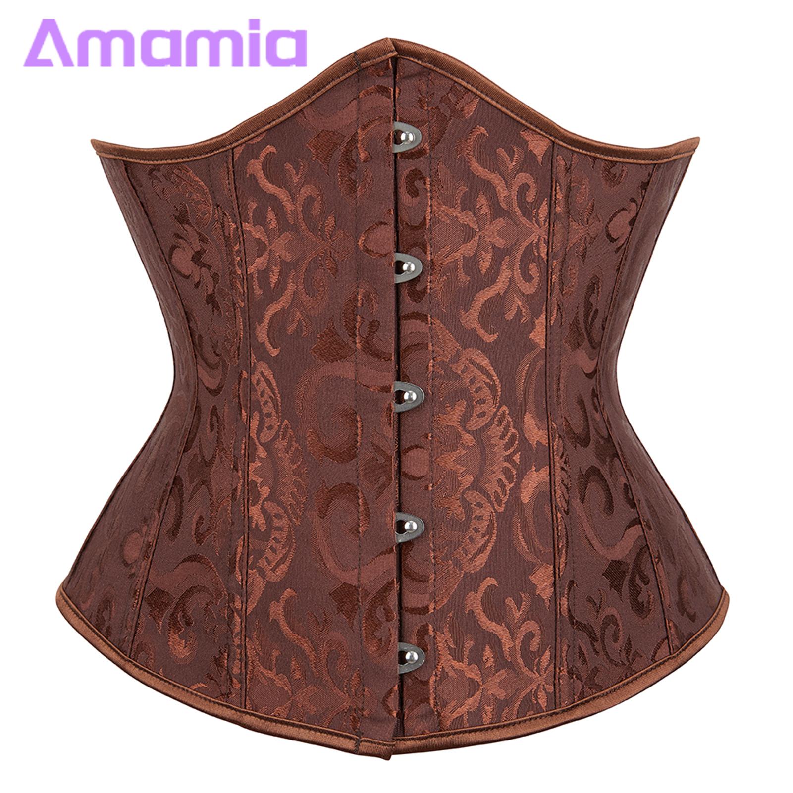 Shape-holding Corset Floral Jquard Undercst circumference Corset for Women Adjusle Bk Strap Body Shaping Girdle for Cosplay Party Stwear Pale Style Design Buyers' Favorite
