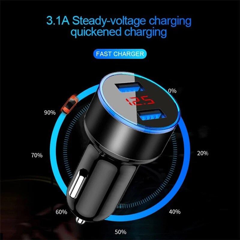 Mobile Phone Car Charger For Samsung Galaxy S20 FE A32 5G OPPO Find X3 X2 Lite Neo Pro A5 A9 2020 A8 3.1A Dual USB Fast Charger. 