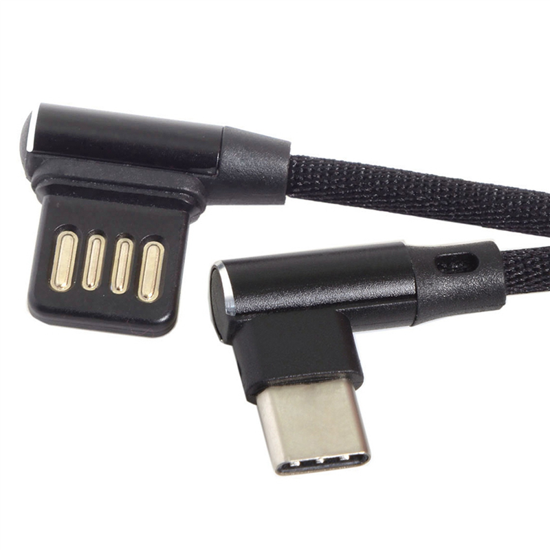 3X USB-C 3.1 Type-C to Left Right Angled 90 Degree USB 2.0 Data Cable with Sleeve for Tablet & Phone 15cm