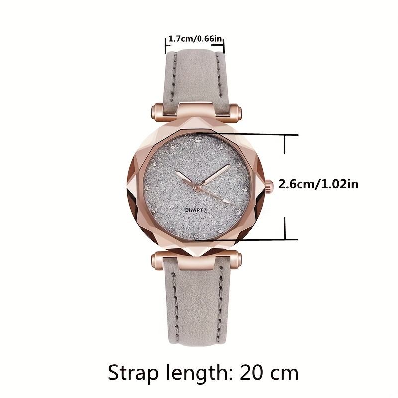 Casual Round Pointer Quartz Watch Starry Dial Analog Party Dress Watch, Gift For Mother's Day Valentine's Day. 