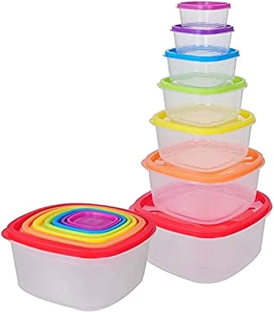 Rainbow Color Containers with Lids Refrigerator Freshness Preservation Storage Box Picnic Camping Food Home Storage Containers Set 7 Pcs, Rainbow Container, Camping Food Container,. 