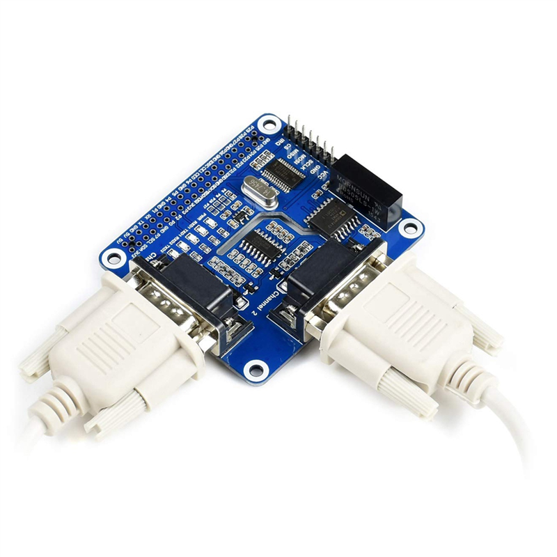 2-Channel Isolated RS232 Expansion HAT for Adopts the SC16IS752+SP3232 Solution. 
