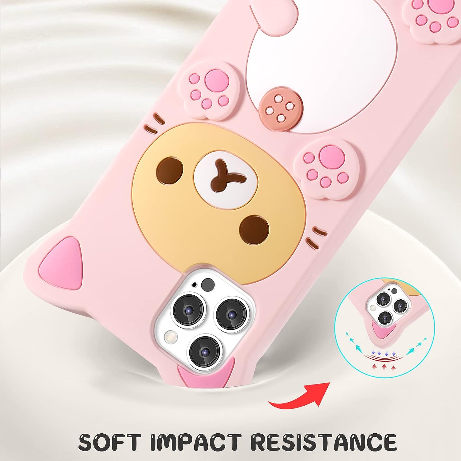 Rilakkuma Cat Bear For iPhone 16 15 14 13 12 11 Pro Max Xs XR 6 7 8 Silicone Soft Cover Case. 