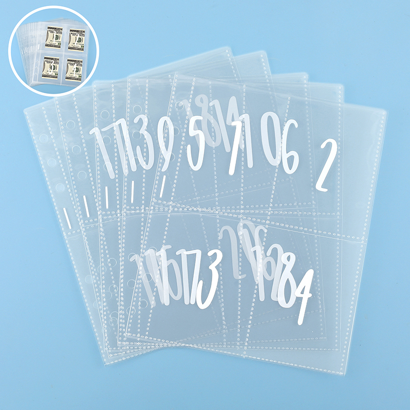 25 Sheets Of 100 Envelopes Save Money Challenge Pre-marked 1-100 Money Bag Cash Filler A5 Ring Adhesive Insertion Replacement. 