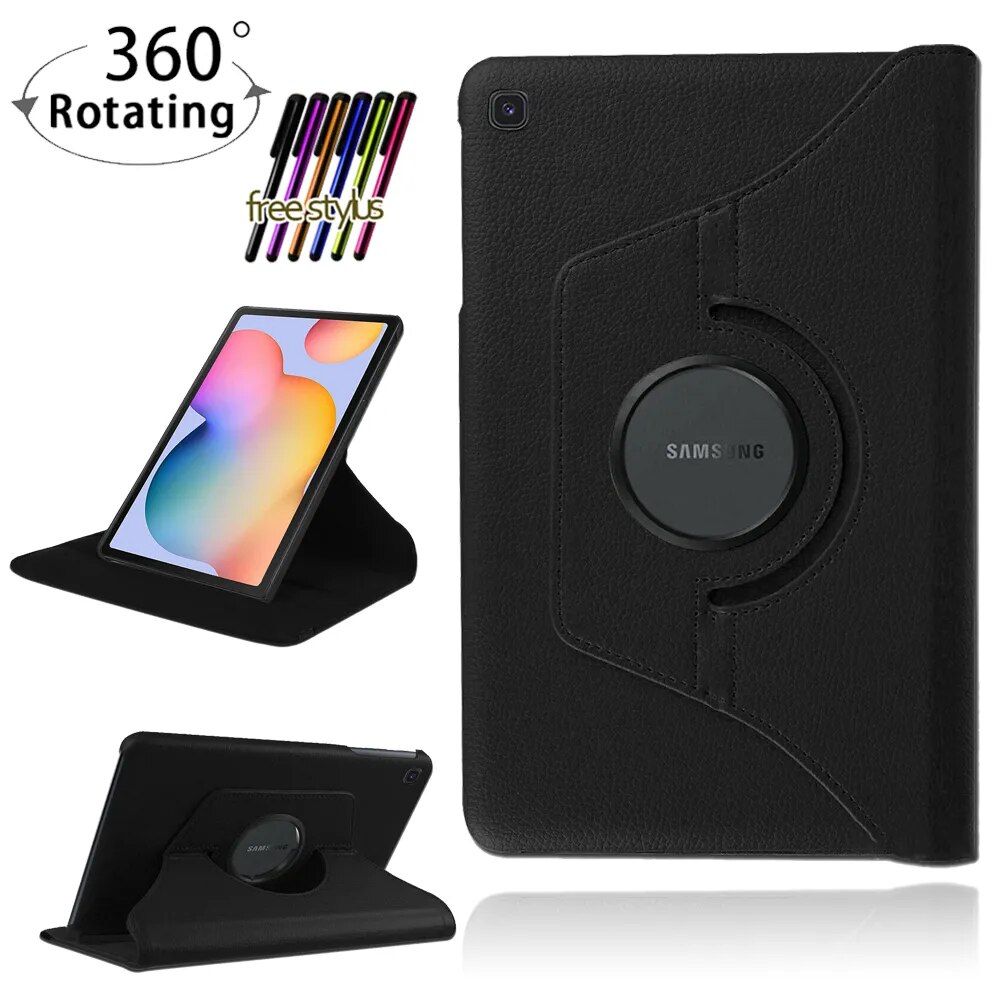 360 Rotating Case for Samsung Galaxy Tab S6 Lite P610 Drop Resistance Shockproof Hard Protective Shell Cover+ Free Stylus. 