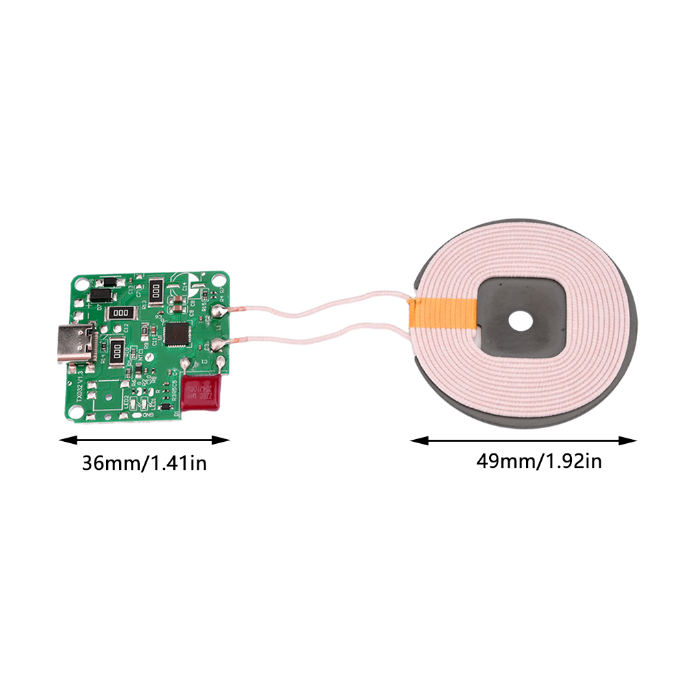 1Pcs 15W 9/12V High Power Type-C Wireless Charger Transmitter Module Circuit Board forQI Standard Fast Charging for Mobile Phone. 