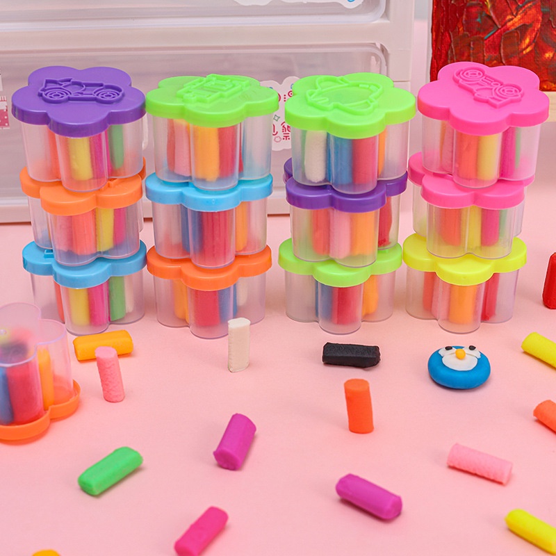 12 colors Kids DIY Mini Clay in Box with Mould Modelling Tanah Liat Kiddy Child Art Craft Early Learning Education Dough. 