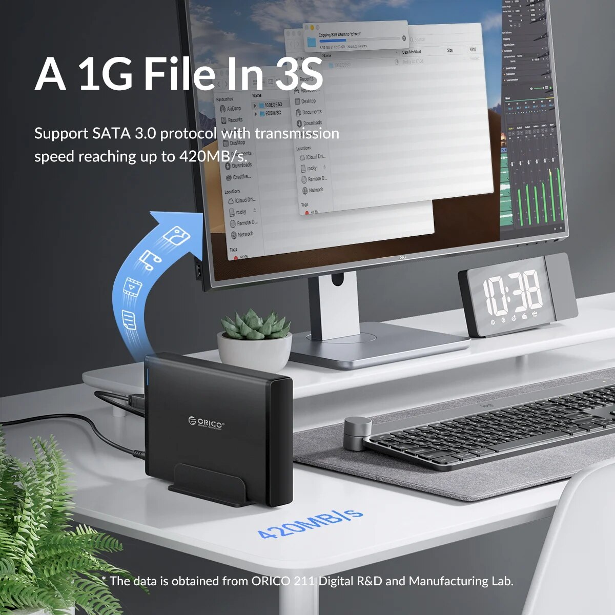 ORICO Aluminum Hard Drive HDD Enclosure USB3.0/Type-C 3.5 inch HDD Case Docking Station Support UASP 12V2A Power. 