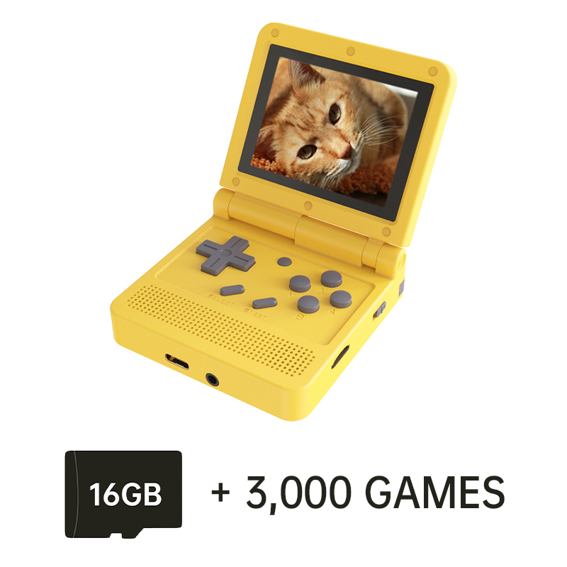 POWKIDDY v90 Black Version 3-Inch IPS Screen Flip Handheld Console Open System Game Console 16 s PS1 Children's gifts. 