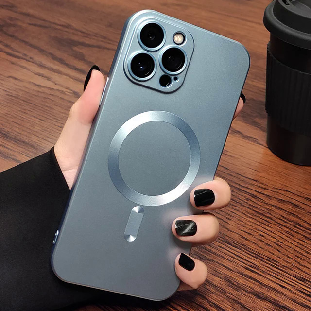 【Healer DingD】Lens Protection Case For Magsafe Wireless Charging Phone Case For iPhone 15 14 13 12 11 Pro Max Soft Magnetic Matte Bumper Cover. 