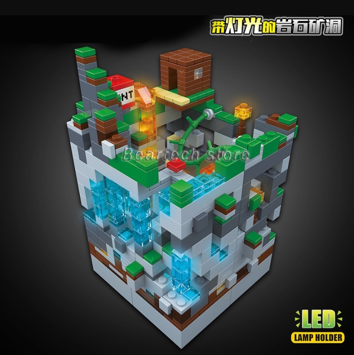 Rock mine  Creator Expert Technic Building Blocks Mine Cave  Zombie with LED Light. 