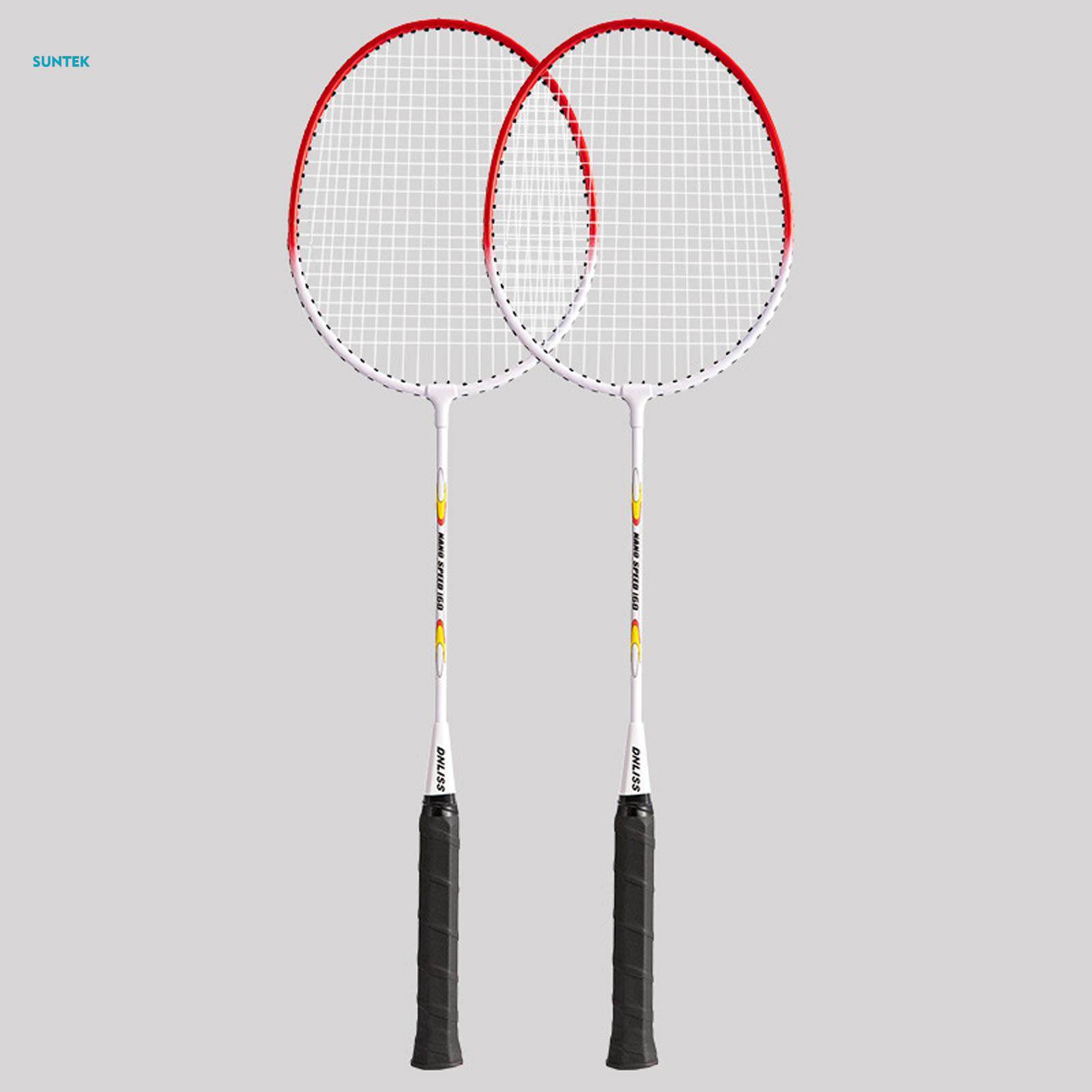 2Pcs Badminton Racket Lightweight 2 Player Badminton Racquet for Adults Kids Without Bag Red. 