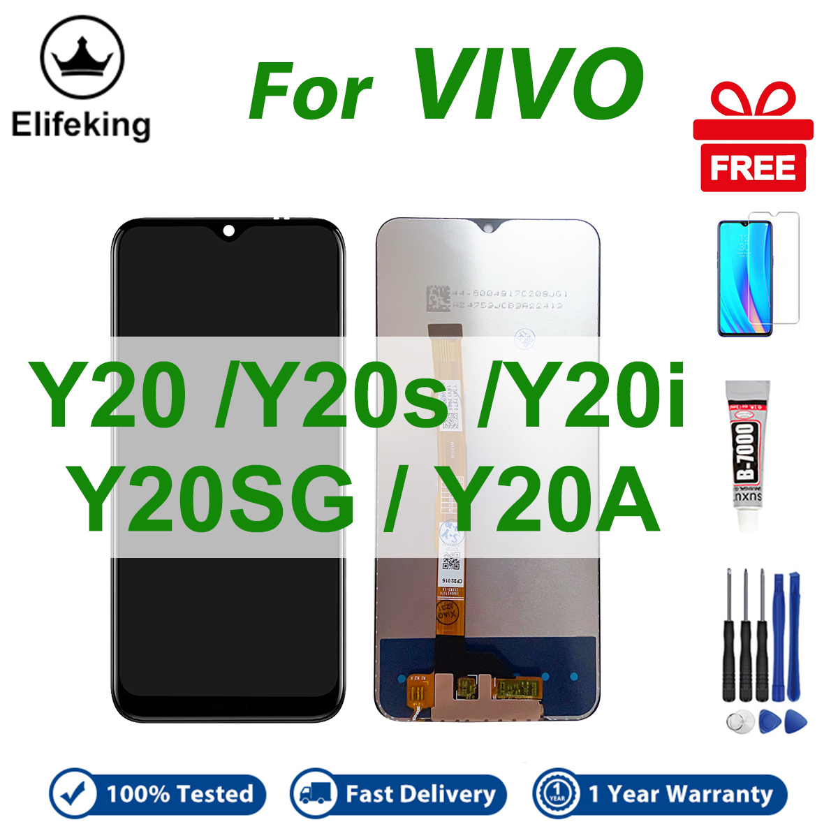 LCD No Frame For Vivo Y20 Y20s Y20i Y20sg Y20a Display Touch Screen Digitizer Assembly Replacement Parts