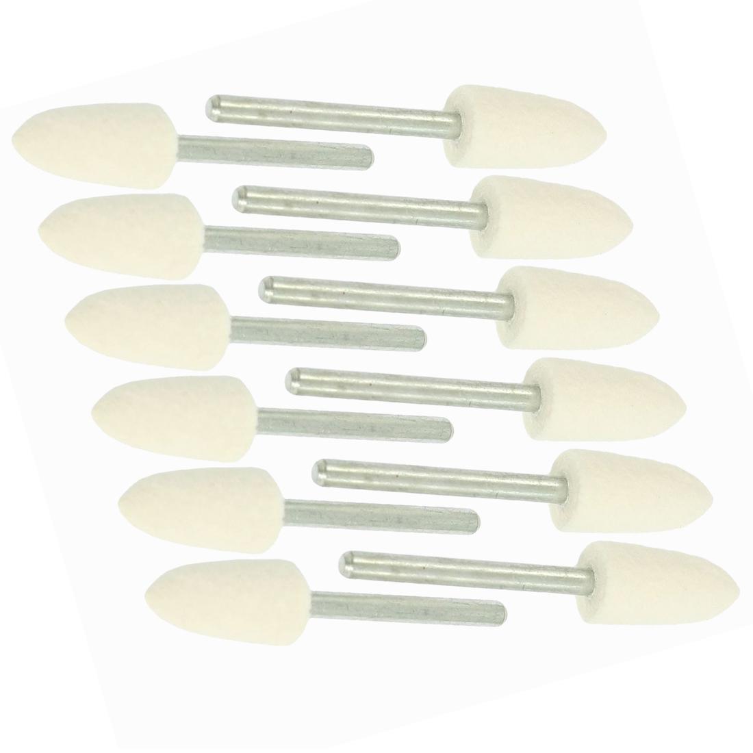 12 Pcs Polishing Buffing Tool 8.5mm Conical Mounted Felt Bobs 3mm Shank. 