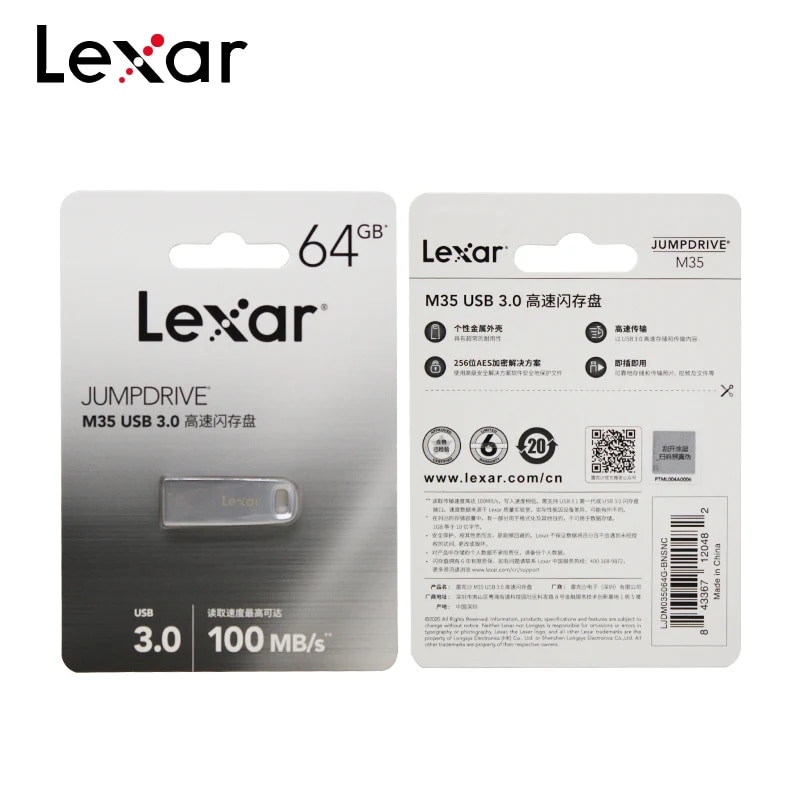 Lexar USB 3.0 M35 USB Flash Drive JUMPDRIVE Pendrive 64GB Pen Drive High Speed 100MB/s Mini U Disk Flash Drive.