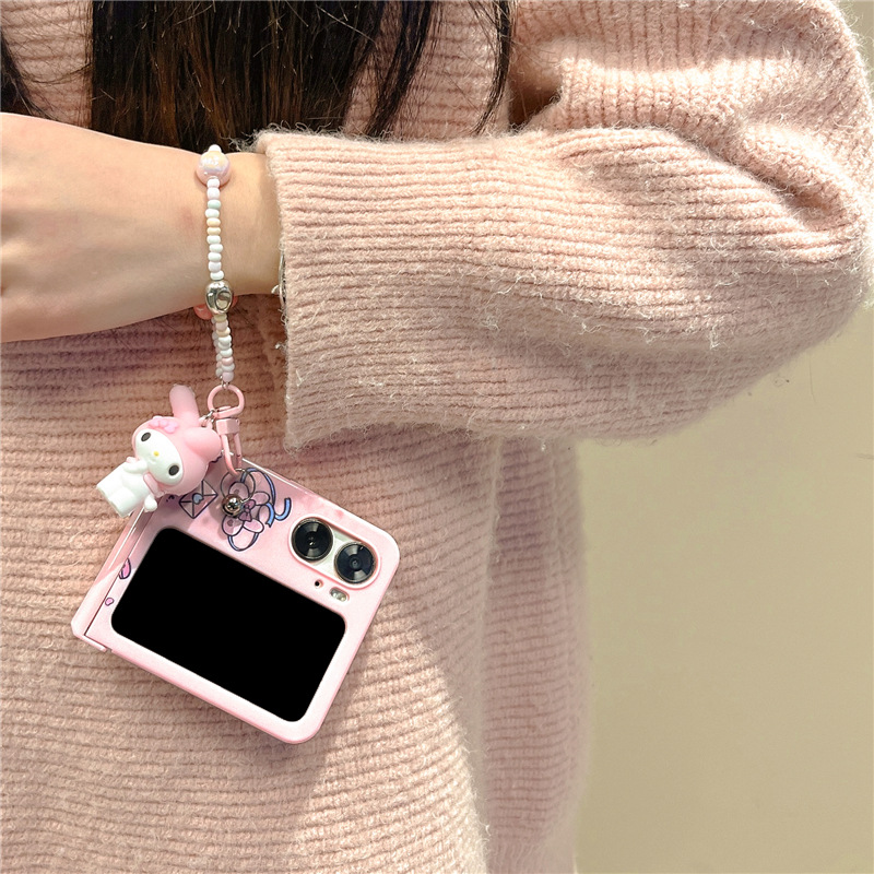 New cute cartoon OPPO Folding Hard Shell Three-Piece Suit OPPO find N2/N3 flip Phone case. 