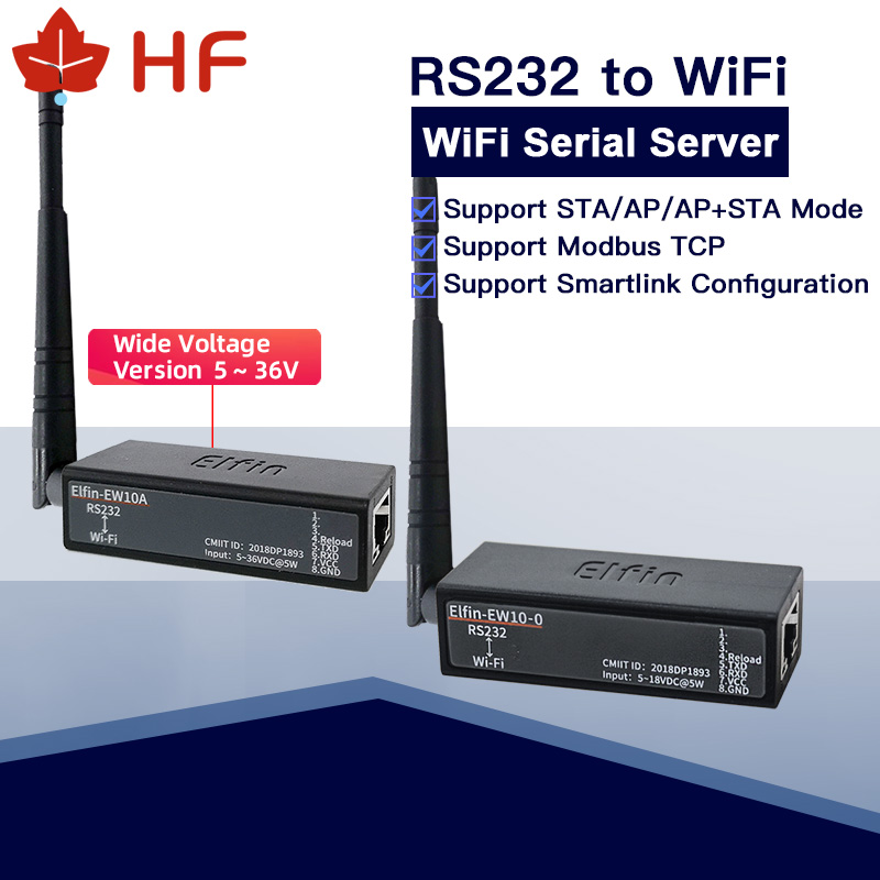 Smallest Elfin-EW10A-0 Wireless Networking Devices Modbus TPC IP Function RJ45 RS232 to WIFI Serial Server