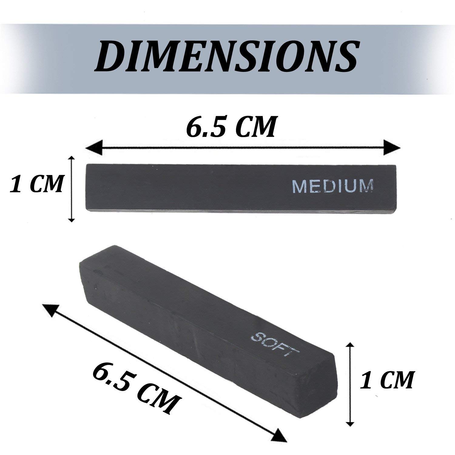 Worison Drawing Shading Compressed Charcoal Sticks, Soft, Medium, Hard-6 Pcs. 