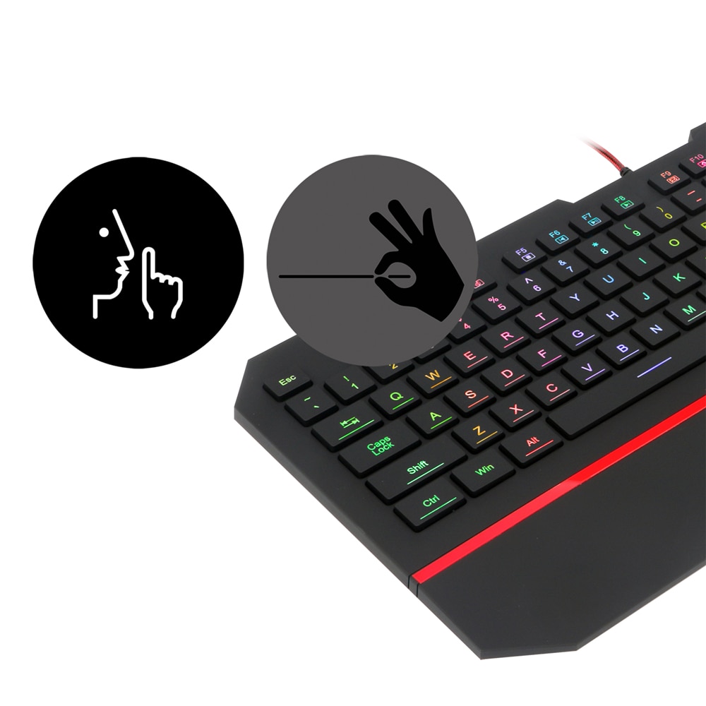 Redragon K502 RGB Gaming Keyboard RGB LED Backlit Illuminated 104 Key Silent Keyboard with Wrist Rest for Windows PC Games. 