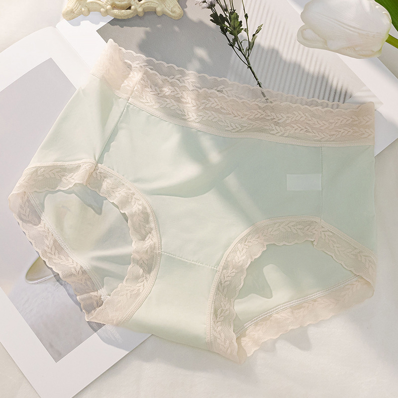 FEELLAB "Cream Girl" Japanese Thin Ice Silk Underwear Women'S Seamless Lace Antibacterial Mid-Waist Shorts